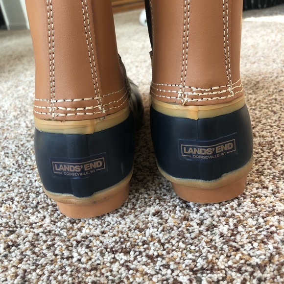 Lands' End Black and Tan Winter & Rain Boots - New No Box - Picture 3 of 9